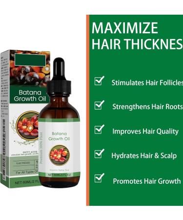 Batana Oil Organic for Healthy Hair 60ml Hair Growth Oil Strengthening and Thickening Hair Repair Damaged Hair Nourishes Scalp Natural Raw Batana Hair Oil for Women and Men - Buy Online on GoSupps.com