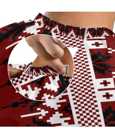 Waterproof Barber Cape - Vintage Geometric Red & Cheetah Haircut Bib for Men & Women | Unisex Hair Cutting Cape (8rp1a - Buy Online on GoSupps.com