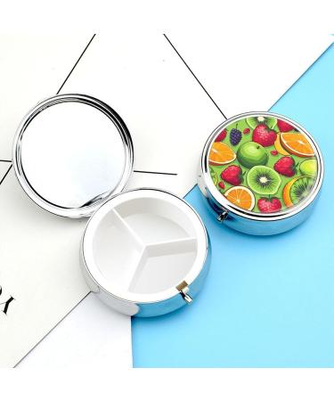 Portable Fruit Printed Pill Box - 3 Compartment Travel Case | Small Medicine Organizer for Purse & Pocket - Buy Online on GoSupps.com