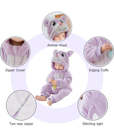 COOKY.D Baby Hooded Rompers | Winter Flannel Jumpsuit Pajamas for Infants | 18-24 Months - Buy Online on GoSupps.com