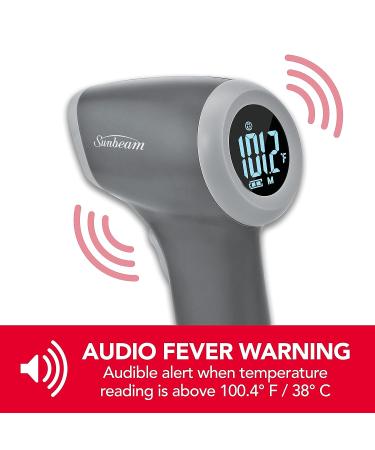 Sunbeam Touchless Digital Infrared Forehead Thermometer Body and Object Modes Instant and Accurate for Adults and Kids Audio Fever Warning Recalls Last 10 Readings Body + Object - Buy Online on GoSupps.com