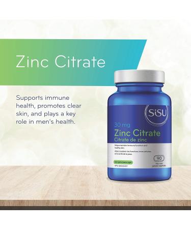 Sisu Zinc Citrate 90 Vegetable Caps - High-potency Zinc Supplement - Immune & Prostate Health Support - Vegan Non-GMO Soy Gluten & Dairy Free - 90 Servings - Buy Online on GoSupps.com
