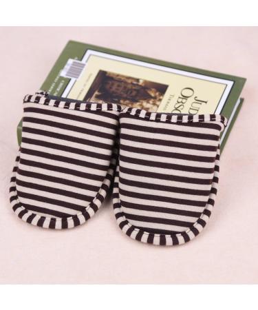 Keenso Reisen Foldable Slippers - Portable Reusable Soft Cotton Slipproof Indoor Travel Slippers for Women - Brown Stripes - Buy Online on GoSupps.com