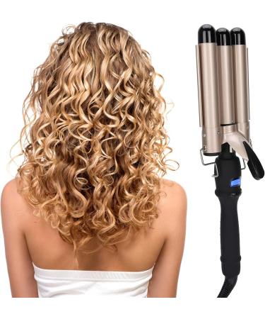 3 Barrel Curling Iron Temperature Adjustable Portable Crimper Hair Iron Ceramic Tourmaline Triple Barrels Hair Crimper with Long-Lasting Styling for Travel Beach Waves Gold 110 240v(US 32mm) - Buy Online on GoSupps.com