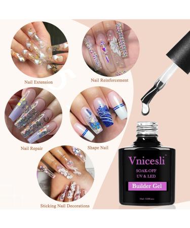 VNICESLI 4-Piece Gel Nail Polish Set | 7-in-1 Assembly Gel & Builder Base Gel for Perfect UV/LED Nails - Clear & Nude Shades - Buy Online on GoSupps.com