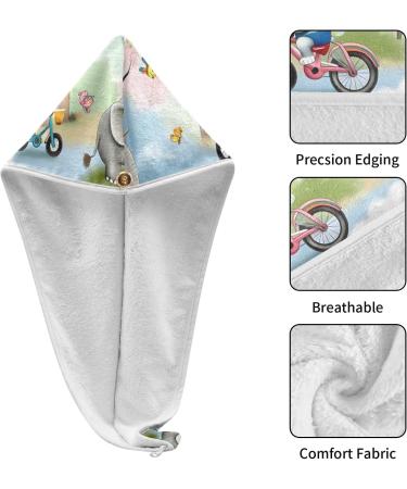 Cute Animal Bicycle Hair Towels | Super Absorbent Quick Dry Turbans 2 Pack for Women & Girls - Buy Online on GoSupps.com