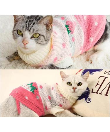 Shop Hillylolly Winter Pullover Cat Sweater Warm & Stylish Knitting Clothing for Cats Pink Strawberry Design - Buy Online on GoSupps.com