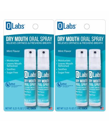 Dry Mouth Spray - Sugar Free Alcohol Free Mint Breath Spray with Xylitol 2 Pack - 4 (0.25 oz) Travel Size Sprays Total 2 Pack Pocket Size