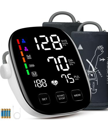 Blood Pressure Monitors for Home Use 9-17'' & 13-21'' Extra Large Blood Pressure Cuff Upper Arm Blood Pressure Machine 6 in Large LED Backlit Display USB Cable & Batteries Included