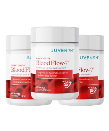 Juvenon BloodFlow-7 Nitric Oxide Supplements for Men & Women - Natural Nitric Oxide Booster with Nitrosigine + S7 - Blood Flow & Circulation Support (3-Pack)