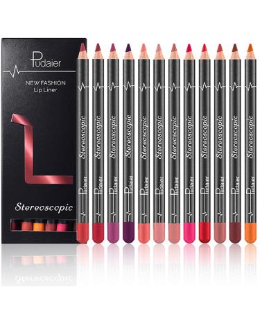 Aseawave Lip Liner Pencil  12 pcs High Pigmented Creamy Matte Lip Liner Set  Girls and Women Lipstick Pen Lip Makeup Gift Sets for Daily/Travel/Party/Work