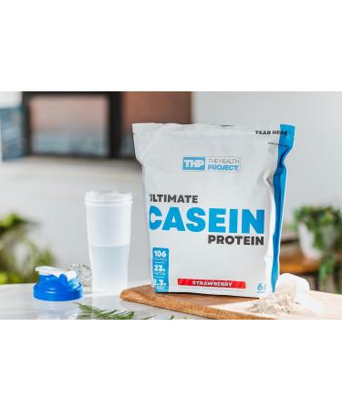 The Health Project Ultimate Casein Protein - Health-Conscious Slow Digesting Supplement | Over 23g Protein | Low Carbs Low Fat 2kg (Strawberry) - Buy Online on GoSupps.com
