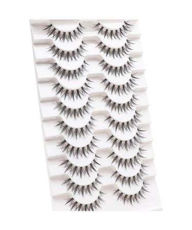 Losha Wispy Manga Eyelashes - Natural Look, Lightweight Asian Korean Anime Lashes | 10 Pairs Reusable Faux Mink with Clear Band | Center Cluster Design - Buy Online on GoSupps.com