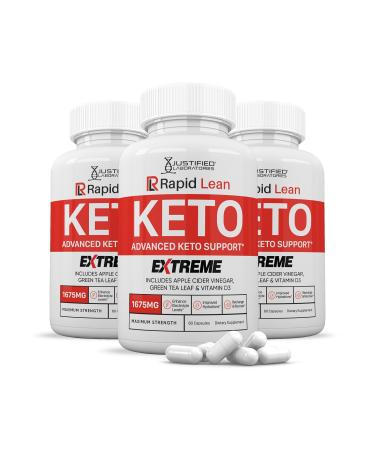 (3 Pack) Rapid Lean Keto ACV Extreme Pills 1675MG Keto Support Blend Capsule Alternative to Keto ACV Gummies Formulated Apple Cider Vinegar Extra Virgin Olive Oil Powder Green Tea Leaf 180 Capsules