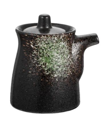 Zerodeko Soy Sauce Pot Vinegar Pot Liquid Containers Oil-brushing Bottle Vinegar Container Salad Dressing Dispenser Japanese Decor Condiment Jar Oil Decanter Spray Syrup Ceramics 10X8.5X7CM Green