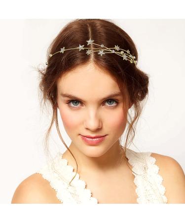 FRCOLOR Alloy Rhinestone Star Headband - Crystal Tiara Headband for Girls and Women in Golden - Buy Online on GoSupps.com