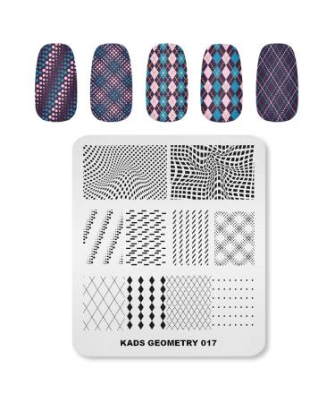 KADS Nail Art Stamping Plates Set Image Template Stencils Geomentry Pattern with Stamping Plates Holder Case Organizer (GE017)