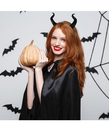 Housoutil Devil Horns Headband Black Cosplay Ox Horn Headband Matte Ox Horn Hair Loop Gothic Halloween Costume Headdress for Photo Shoot Cosplay Masquerade Dress up Show Halloween - Buy Online on GoSupps.com