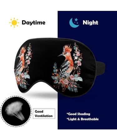 Hoopoe Bird Flower Eye Mask | Soft Blindfold Cover for Travel & Sleep - Adjustable Night Eyeshade - Buy Online on GoSupps.com