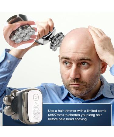 Qhecomce Head Shavers for Men 6-in-1 Elctric Razor for Bald Men 7D Wet/Dry Cordless Men's Electric Shaver Waterproof Grooming Kit - Wireless and Type-C Charging (Black&Silver) - Buy Online on GoSupps.com