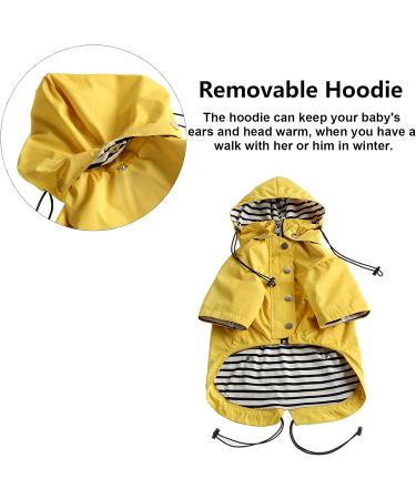 Shop Minezi Waterproof Dog Coat - Reflective Buttons Adjustable Strap & Removable Hood | Yellow XS (38-42cm) - Perfect for Rainy Days - Buy Online on GoSupps.com