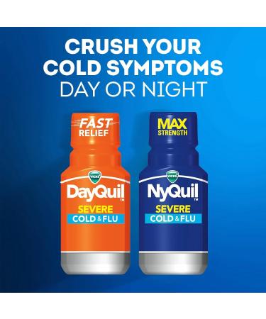 Vicks NyQuil Severe Shots Cold and Flu Nighttime Relief Liquid 1 Fl Oz - Pack of 4 - Buy Online on GoSupps.com