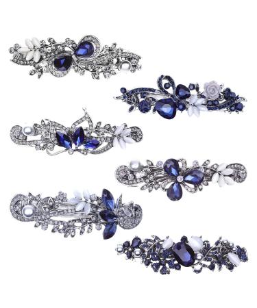 Hair Barrettes for Women  Anezus 6 Pcs Crystal Rhinestones Hair Barrettes Fancy Vintage Spring French Hair Clips for Women Girls Hair Styling Tools Accessories