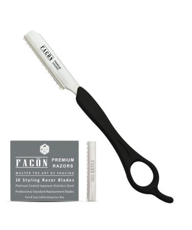 Facón Professional Hair Styling Thinning Texturizing Cutting Feather Razor + 10 Replacement Blades