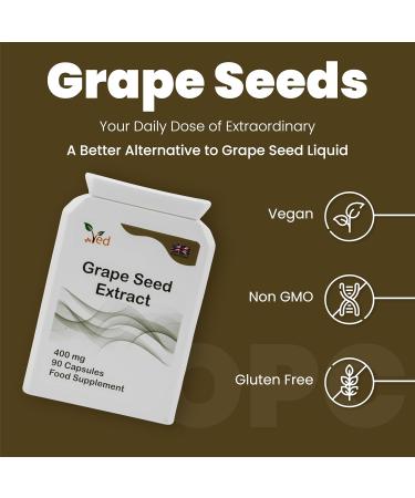 Ved OPC Grape Seed Extract Capsules Min. 95% Oligomeric Proanthocyanidins 400 mg 90 Vegan Capsule (3 Months Supply) - Buy Online on GoSupps.com