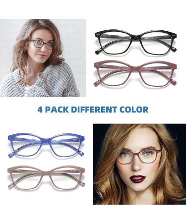 JAWSOCK 4 Pack Blue Light Blocking Reading Glasses for Women 1.25 - Anti Glare Computer Readers with UV Protection - Fashionable Ladies Spring Hinge Eyeglasses - Buy Online on GoSupps.com