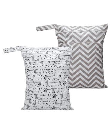 KWMobile Diaper Bag Wetbag - 2 Packs Water-Repellent 30x40cm - Ideal for Diapers Swimwear & Dirt - Stylish White Black & Brown - Buy Online on GoSupps.com