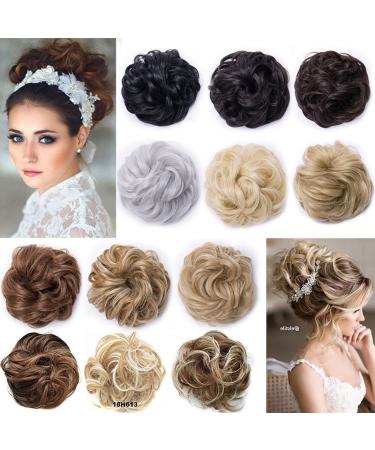 Real Fashion Hair Extensions Hairpiece Hair Rubber Scrunchie Scrunchy Updos VOLUMINOUS Curly Messy Bun Dark Black