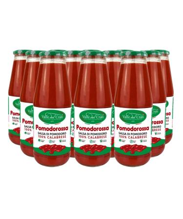 Valle del Crati Italian tomato sauce |12 bottles |Natural tomato puree vegan gluten -free |Ideal for pasta pizza meat fish |Ready in 5 minutes |12 x 720 ml tomato 720 ml (12 pack)