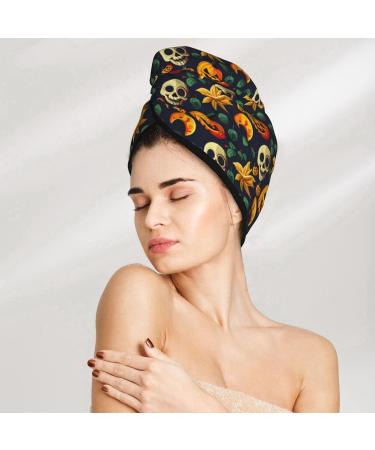 Hair Towel Wrap for Quick Drying - Halloween Skull Towel Turban with Button | Perfect for All Hair Types - Buy Online on GoSupps.com
