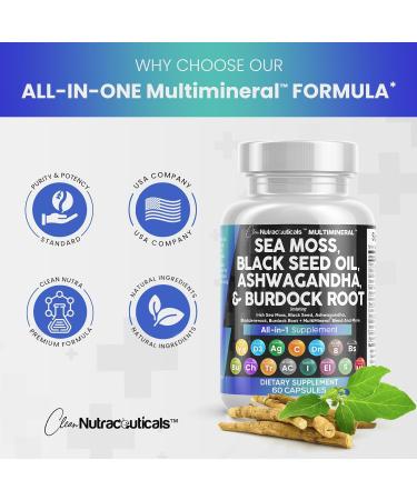 Sea Moss & Black Seed Oil Supplement - 3000mg Sea Moss 2000mg Black Seed Oil & More | 2-Pack of Ashwagandha Turmeric Bladderwrack & Vitamins for Immunity & Wellness - International Shipping Available - Buy Online on GoSupps.com