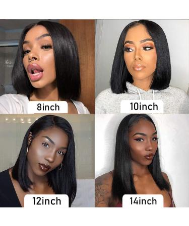 12 Inch Short Bob Brazilian Virgin Human Hair Wig | HD Transparent Lace Closure | Pre-Plucked with Baby Hair | 150% Density | Natural Black for Black Women - Buy Online on GoSupps.com