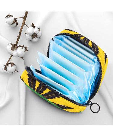 Stylish Menstruation Pad Bag with Zipper | Women's Tampon & Napkin Organizer | Abstract Marijuana & Rastafarian Design - Buy Online on GoSupps.com