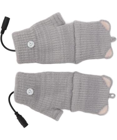 USB Heated Gloves Mens Fashion Office Work Fingerless Heating (Grey) - Buy Online on GoSupps.com