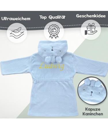KDO Magic Personalized Baby Bathrobe | Embroidered Morning Mantle in Blue | Unique Gift Idea for Christmas & Birthdays (6-12 Months) - Buy Online on GoSupps.com