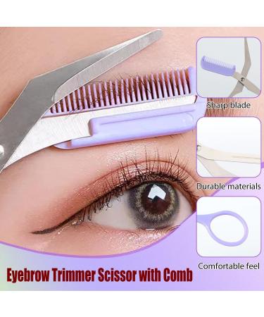 2PCS Upgraded Eyebrow Trimmer Scissor 2 in 1 Eyebrow Scissors with Comb Curved Eyebrow Comb Trimmer Non-Slip Stainless Steel Eyebrow Trimming Scissors Facial Hair Removal Trimmer (A) - Buy Online on GoSupps.com