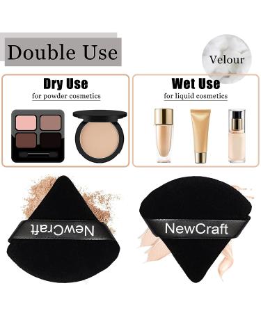 NewCraft 10-Piece Face Makeup Powder Puffs Set - Soft Velour Triangle Puffs with Ribbon, Ideal for Loose Powder & Mineral Makeup - Black - Buy Online on GoSupps.com