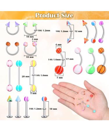 Cludoo 144PCS Professional Body Piercing Kit | Stainless Steel 14G 16G | Colorful Piercing for Belly Button, Septum, Lip, Nose, Tongue, Tragus, Cartilage, Daith, Eyebrow - Buy Online on GoSupps.com