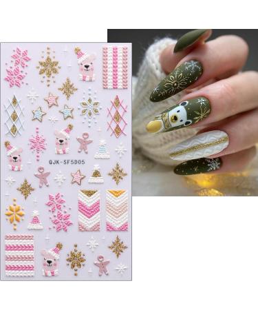 3D Christmas Nail Stickers 4 Sheets 5D Self-Adhesive Embossed Nail Decal Snowflake Nail Art Decoration Design Supplies for Kids Girls Holiday - Buy Online on GoSupps.com