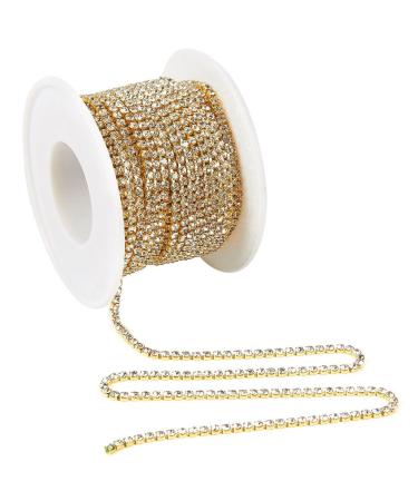 11 Yards Rhinestone Chain  Gold Trim String for DIY Jewelry Making  Crafts  Shoe Charms (2mm Wide)