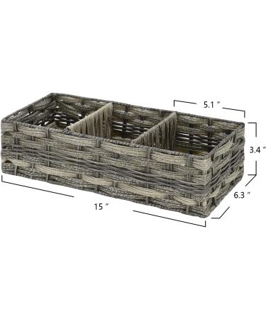 Rustic Farmhouse Toilet Paper Storage Basket with 3 Section Holder - Grey Bathroom Organizer - Buy Online on GoSupps.com