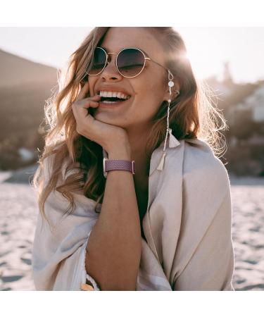 Epova Soft Elastic Nylon Bracelet for Fitbit Versa 3 & 4 - Compatible Scythe Design in Rauchlila Pink Sand Polar Star - Stylish Replacement Band for Men & Women - Buy Online on GoSupps.com