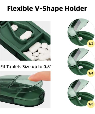 2PCS Pill Cutter & Portable Pill Splitter - 2-in-1 Pill Case with Stainless Steel Blade for Vitamins & Tablets - Cut Pills in 1/2 1/4 | Transparent Green & Brown - Buy Online on GoSupps.com