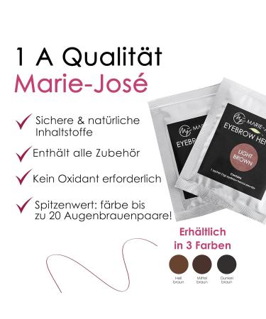Marie-Jos & Co Light Brown Eyebrow Color Set - Vegan Henna DIY Kit for 10 Treatments - Naturally Color Your Brows! - Buy Online on GoSupps.com