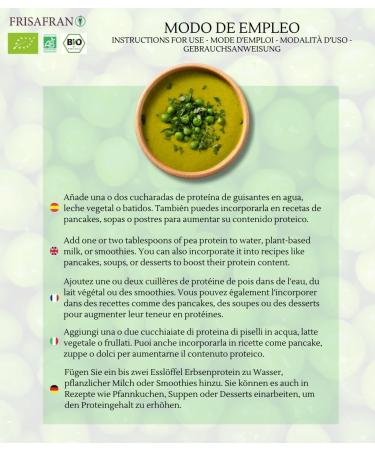  FRISAFRAN FRISAFRAN | Organic Pea Protein 500g | Protein Powder Concentrate | Pea Protein Powder | Ground Peas | Superfood | Plant Protein | 100% Natural | Vegan | Gluten-Free - Buy Online on GoSupps.com