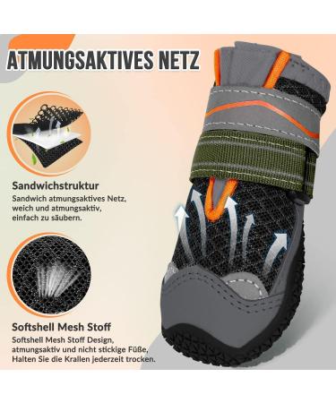 Slowton Dog Shoes - Breathable Paw Protection Boots with Non-Slip Sole & Reflective Velcro Fastener for Small Medium & Large Dogs - Size 3 (Width 5 cm) - 2 Pieces - Buy Online on GoSupps.com